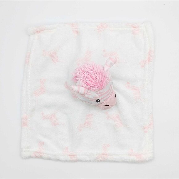 Lila & Jack Baby Lovey Zebra Stuffed Animal Toy Security Blanket Plush Pink - Picture 3 of 5